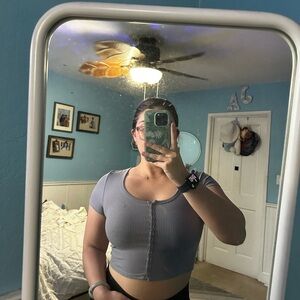 MESHKI Purple Button Crop Top